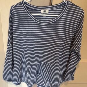 Old Navy Relaxed Blue and White 3/4 Sleeve Tee